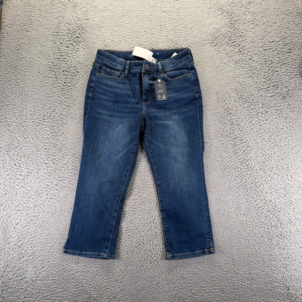 St. John's Bay Jeans Women's 8 Blue Cotton Denim Capri Workwear Faded Stretch